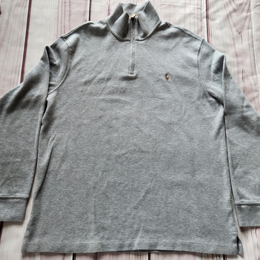Polo Ralph Lauren "Estate Rib Quarter Zip Pullover" Andover Heather Grey Men's M - Picture 5 of 12